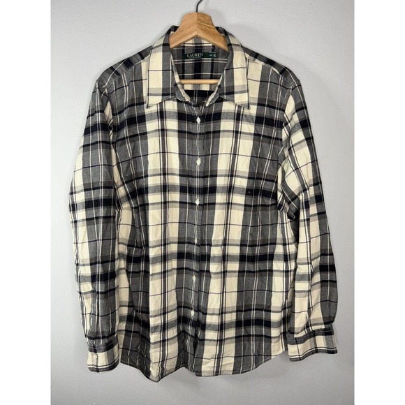 Lauren Ralph Lauren Tops - Lauren Ralph Lauren Button Front Shirt Womens Plus 2X Plaid Gray Yellow Purple
